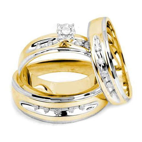 10K Yellow-gold 0.20CTW DIAMOND TRIO SET