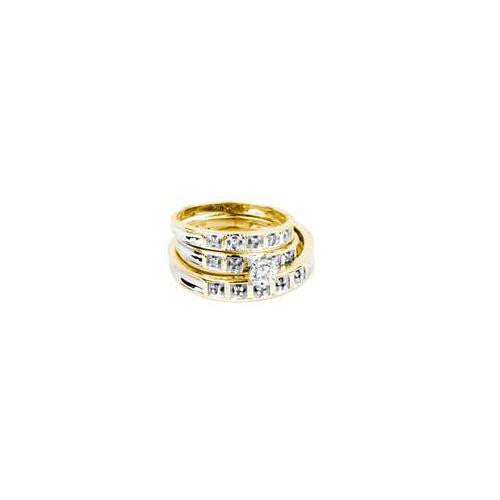 10K Yellow-gold 0.25CT ROUND DIAMOND TRIO SET