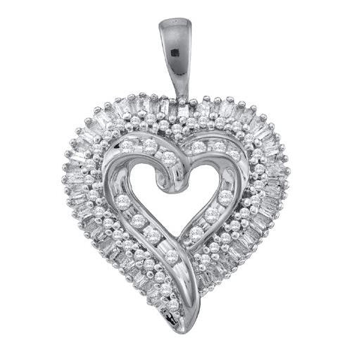 10KT White Gold 0.50CTW DIAMOND HEART PENDANT