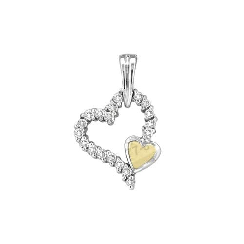 10KT White Gold 0.25CTW ROUND DIAMOND LADIES HEART PENDANT