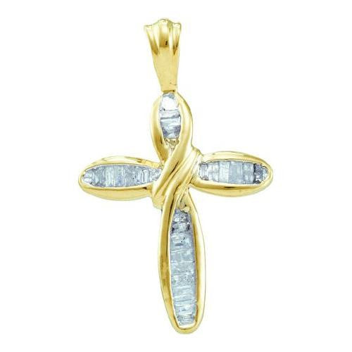 10K Yellow-gold 0.27CTW DIAMOND LADIES CROSS PENDANT