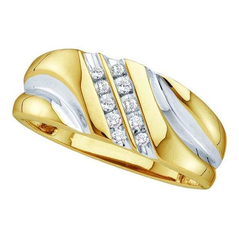 10KT Yellow Gold 0.12CTW DIAMOND FASHION MENS BAND