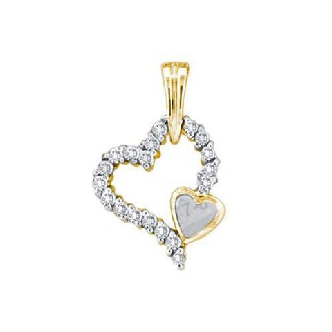 10KT Yellow Gold Two Tone 0.25CTW DIAMOND  HEART PENDANT