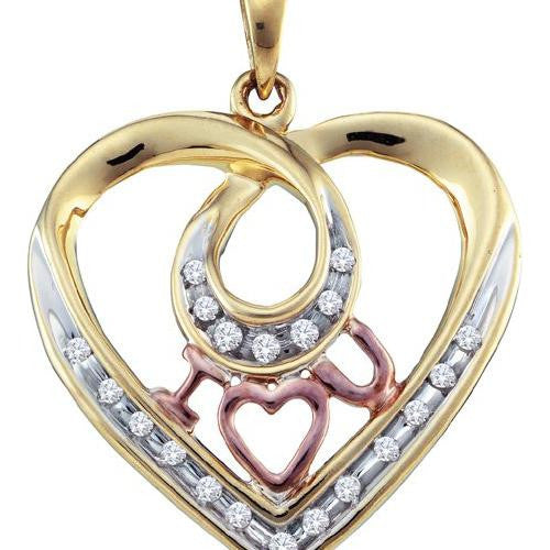 10KT Yellow Gold 0.12CTW  DIAMOND LADIES HEART  PENDENT