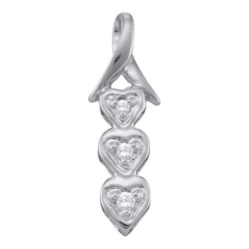 10KT White Gold 0.06CTW DIAMOND HEART PENDENT