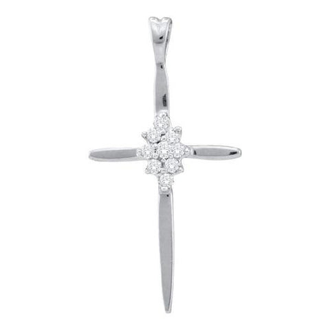 10KT White Gold 0.08CTW DIAMOND CROSS PENDANT