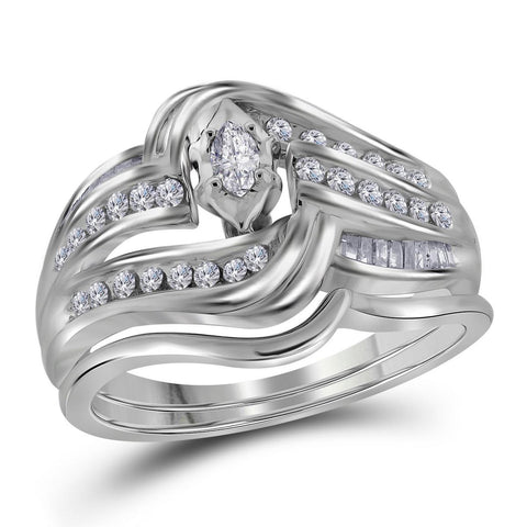 3-8CT-Diamond MQ-CENTER BRIDAL SET