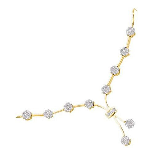 14KT Yellow Gold 1.00CTW DIAMOND FLOWER  NECKLACE