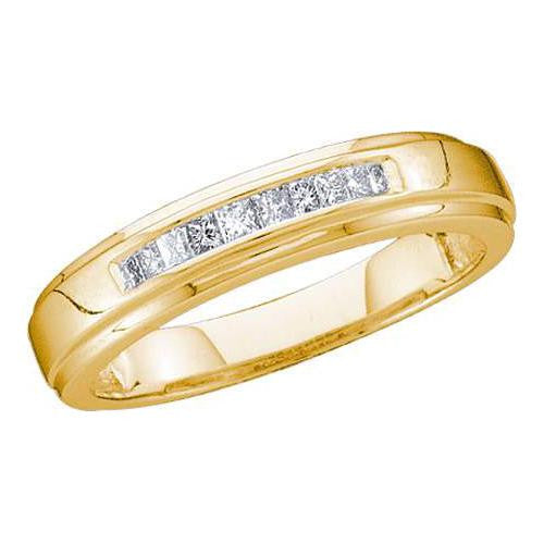 10K Yellow-gold 0.15CTW DIAMOND MEN'S INVISIBLE BAND