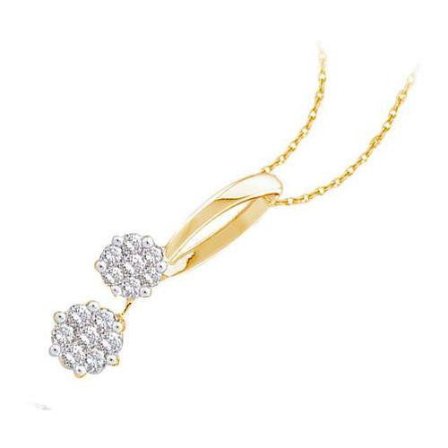 14KT Yellow Gold 0.50CTW DIAMOND FLOWER PENDANT