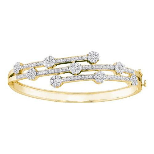 14KT Yellow Gold 2.50CT DIAMOND FLOWER BANGLE