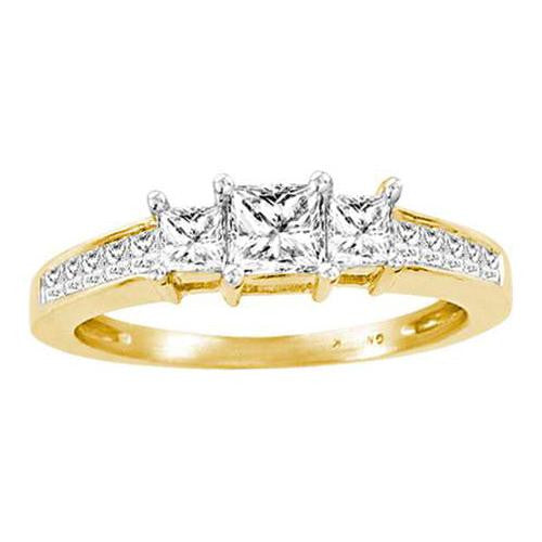 14KT Yellow Gold 1.00CTW DIAMOND 3 STONE  BRIDAL RING