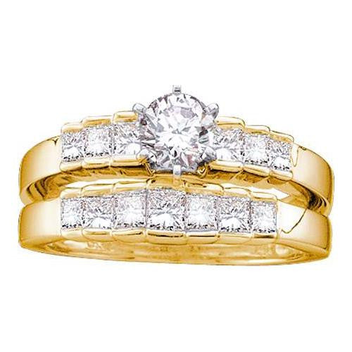 14KT Yellow Gold 1.00CTW DIAMOND 0.40CT ROUND CENTER  BRIDAL RING