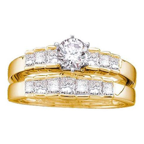 14KT Yellow Gold 1.00CTW DIAMOND 0.40CT ROUND CENTER  BRIDAL RING