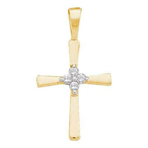 10KT Yellow Gold 0.05CTW DIAMOND CROSS PENDANT