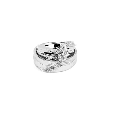 10KT White Gold 0.15CTW ROUND DIAMOND TRIO SET WITH ROUND CENTER