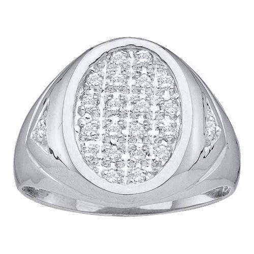 10KT White Gold 0.25CTW DIAMOND MEN'S CLUSTER RING