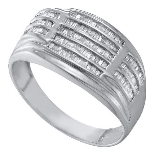 10KT White Gold 0.53CT DIAMOND CLUSTER MENS RING