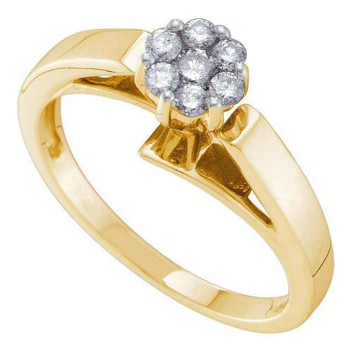 14KT Yellow Gold 0.25CTW DIAMOND FLOWER RING