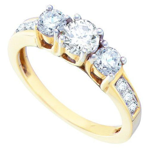 14K Yellow-gold 1.00CTW DIAMOND  3 STONE BRIDAL RING