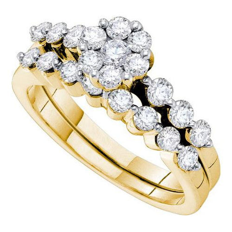 14K Yellow-gold 1.00CTW  DIAMOND FLOWER BRIDAL SET