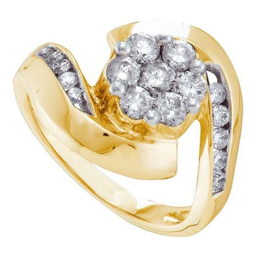 14K Yellow-gold 1.0CTW DIAMOND FLOWER RING