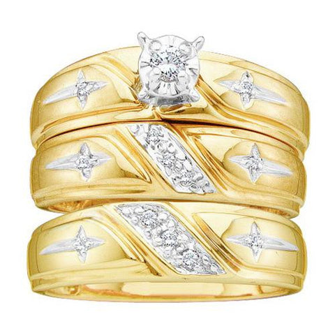 10KT Yellow Gold 0.20CTW DIAMOND TRIO SET