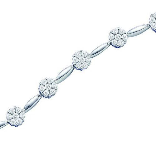 14KT White Gold 2.00CT DIAMOND FLOWER BRACELET