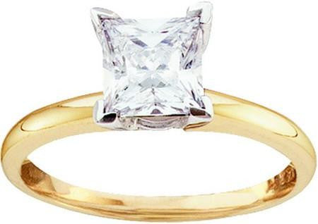 14KT Yellow Gold 0.90CTW-(SUP++) PRINCESS DIAMOND SOL