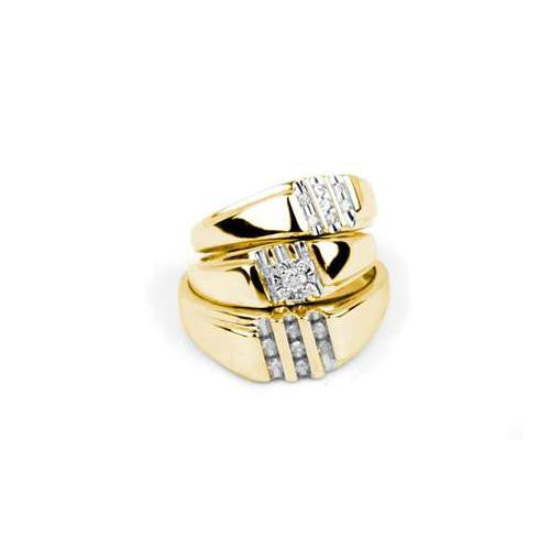 10K Yellow-gold 0.25CTW DIAMOND ROUND CENTER TRIO SET