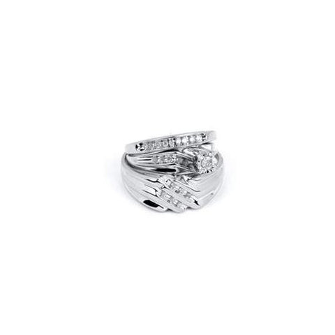 10KT White Gold 0.32CTW DIAMOND ROUND CENTER TRIO SET