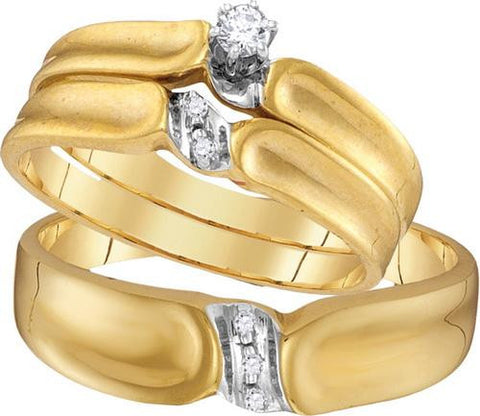 10KT Yellow Gold 0.09CTW DIAMOND ROUND CENTER TRIO SET