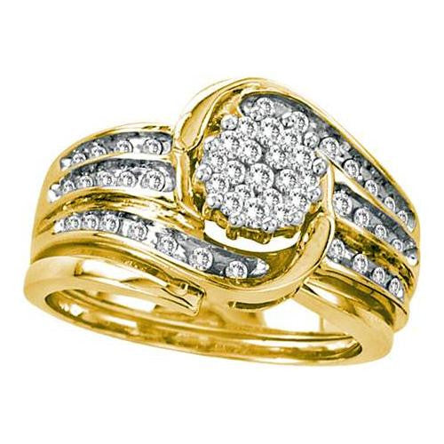 14K Yellow-gold 0.50CTW DIAMOND FLOWER BRIDAL SET