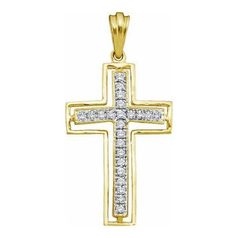 10KT Yellow Gold 0.25CTW DIAMOND LADIES  CROSS PENDANT