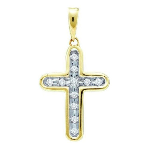 10KT Yellow Gold 0.10CTW DIAMOND  CROSS PENDANT