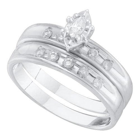 14K White-gold 0.50CTW DIAMOND MARQUISE CENTER TRIO SET