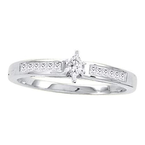 14KT White Gold 0.25CTW DIAMOND MARQUISE CENTER BRIDAL RING