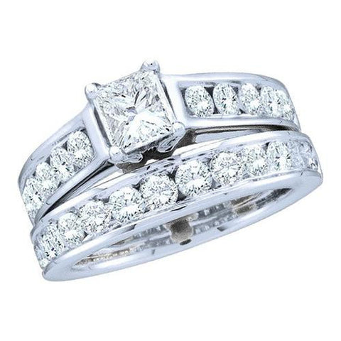 14KT White Gold 1.00CT DIAMOND 0.33CT CENTER PRINCESS BRIDAL SET