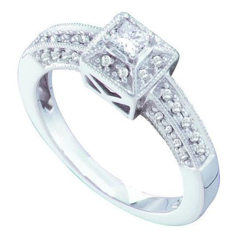 14KT White Gold 0.30CTW DIAMOND ROUND CENTER BRIDAL RING