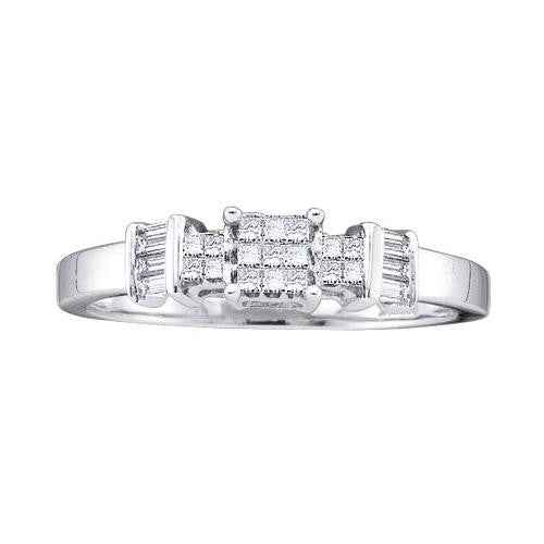 14KT White Gold 0.25CTW PRINCESS BAGGUETTE DIAMOND LADIES RING