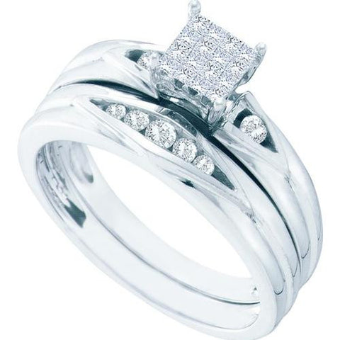 14KT White Gold 0.25CTW DIAMOND INVISIBLE BRIDAL SET