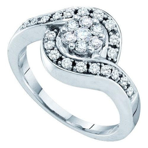 14KT White Gold 0.50CTW DIAMOND LADIES FLOWER RING