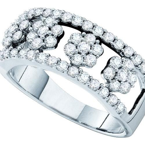 14K White-gold 1.00CTW DIAMOND LADIES FLOWER RING