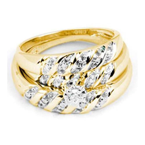 14KT Yellow Gold 0.07CTW DIAMOND ROUND CENTER TRIO SET