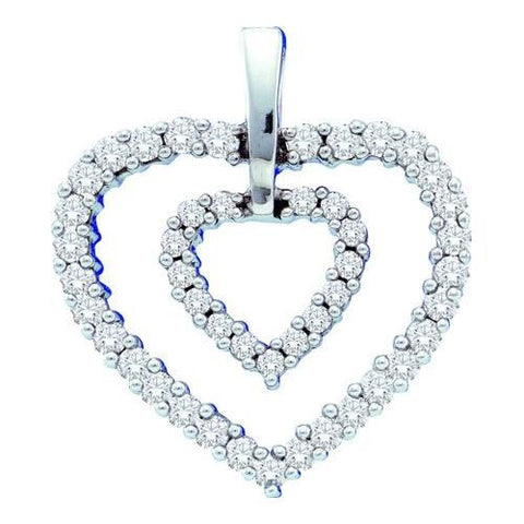 14KT White Gold 0.50CTW DIAMOND HEART PENDANT