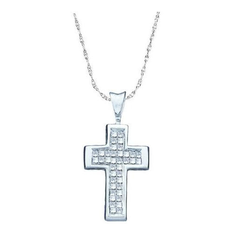 14KT White Gold 0.25CTW DIAMOND LADIES CROSS PENDANT