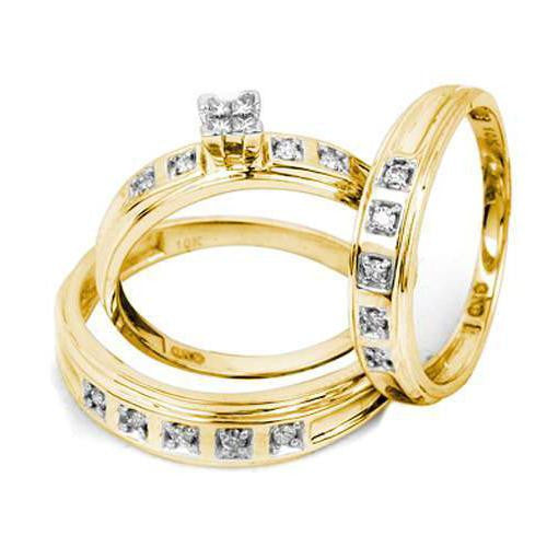 10K Yellow-gold 0.24CT  DIAMOND INVISIBLE TRIO SET