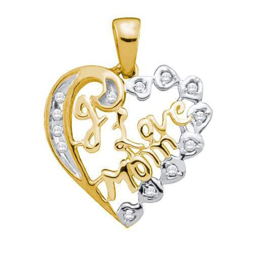 10KT Yellow Gold 0.12CTW DIAMOND  MOM PENDANT