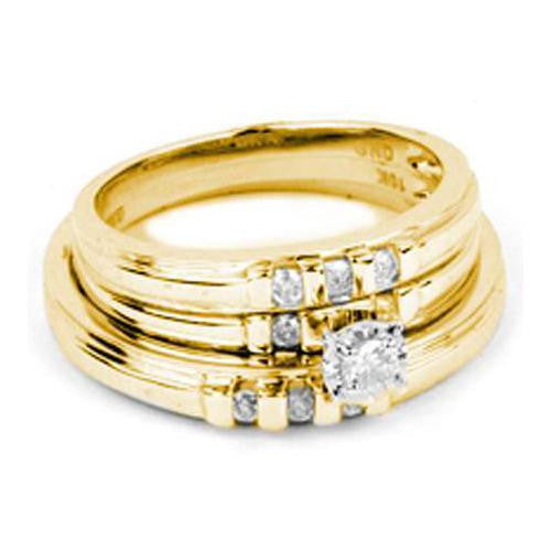 10K Yellow-gold 0.25CTW DIAMOND ROUND CENTER TRIO SET