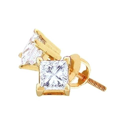 14KT Yellow Gold 0.75CTW DIAMOND (FINE) PRINCESS STUDS